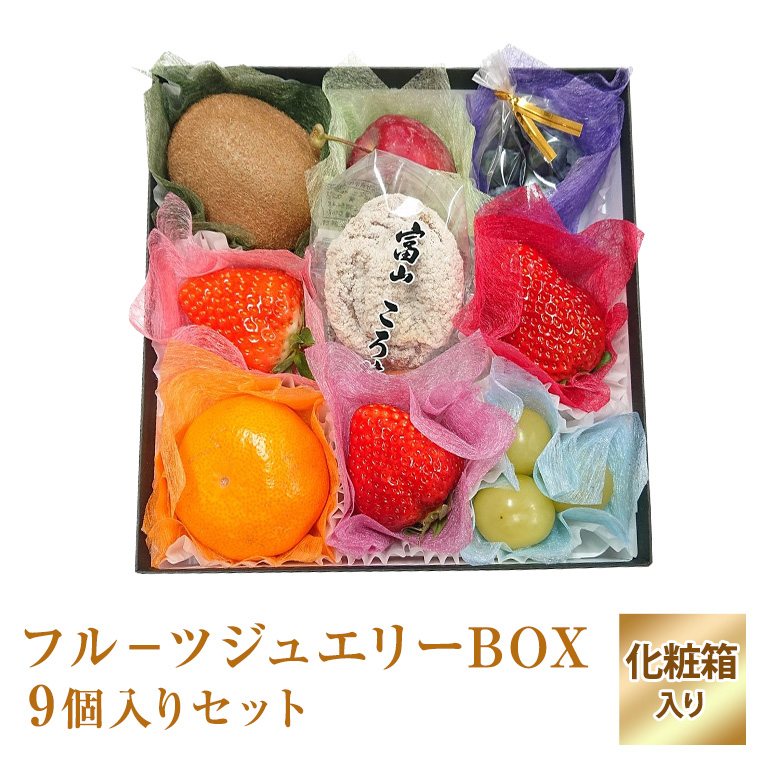 果物ギフト 食の宝石箱 【フル－ツジュエリーBOX9個入化粧箱】 フルーツ盛り合わせギフト 果物 通販 送料込み