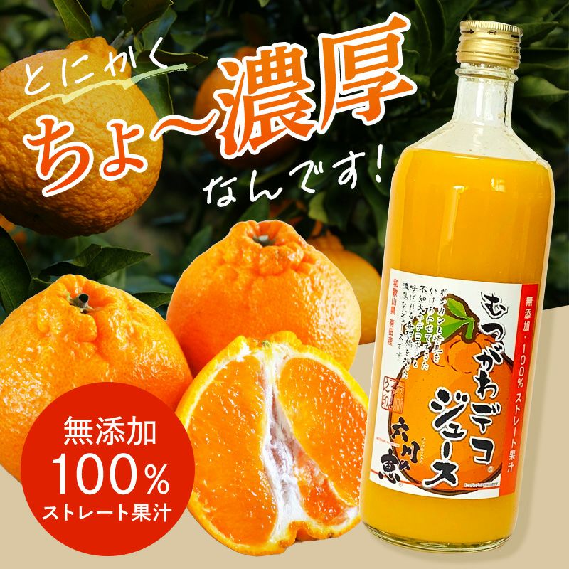 オレンジジュース 国産 むつがわデコジュース 無添加 １００％果汁 720ml 12本入り１ケース