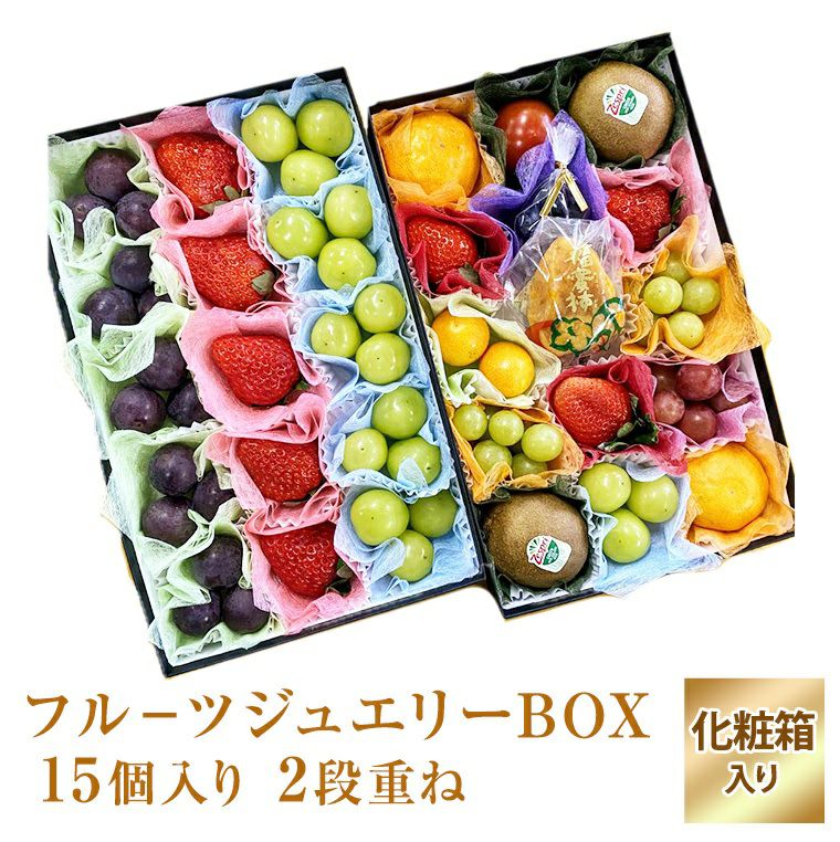 果物ギフト 食の宝石箱 【フル－ツジュエリーBOX15個入2段重ねセット